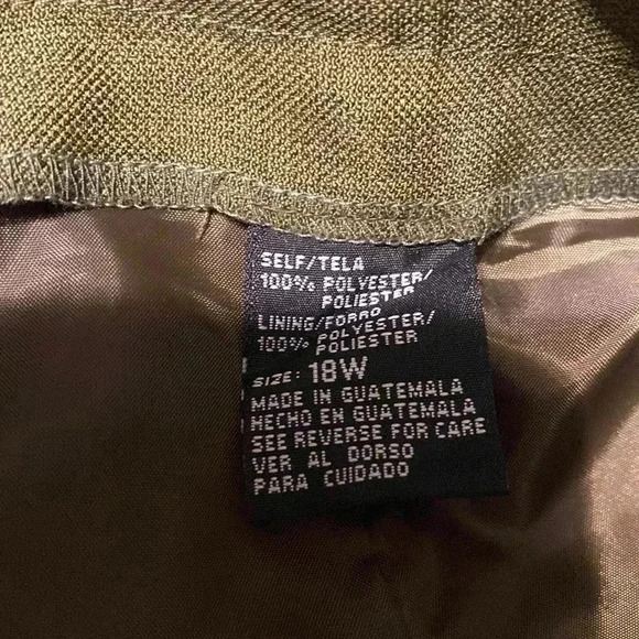 Olive Green 18 W Trousers with zipper button on the side with back elastic waist - Picture 5 of 8